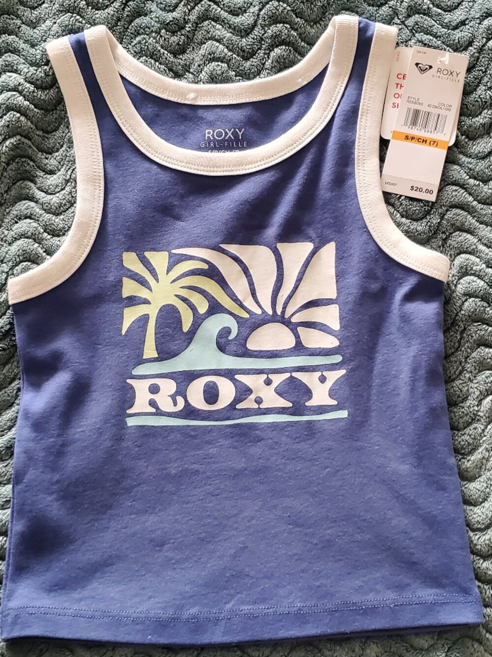 Roxy Girls "Wavy Day" Graphic Tank Top Girls Size 7